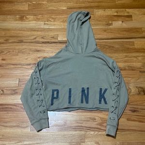 Pink love pink crop hoodie